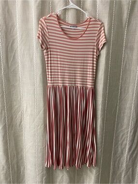DE Collection Coral and Cream Striped Dress